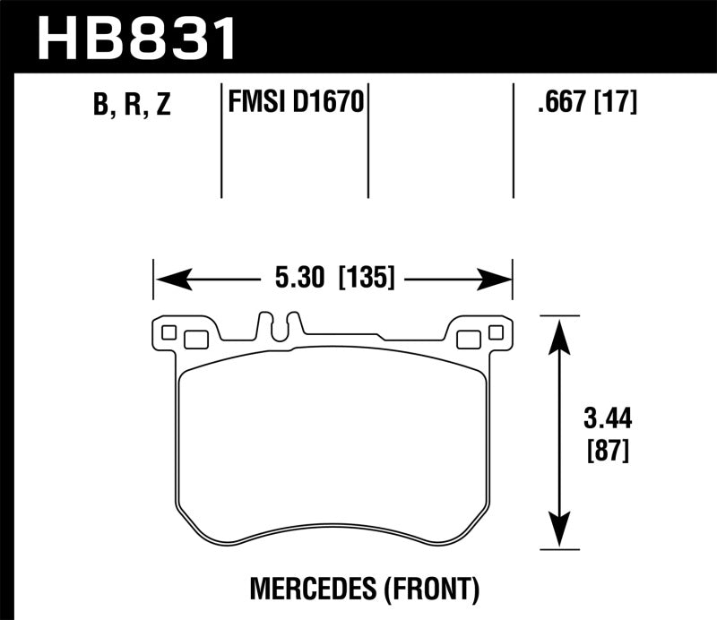 Hawk HB831B.667 13-17 Mercedes-Benz SL550 HPS 5.0 Front Brake Pads