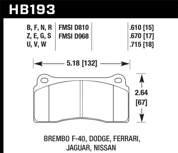 Hawk 09-11 Nissan GT-R Bleu 9012 Race Plaquettes de frein arrière