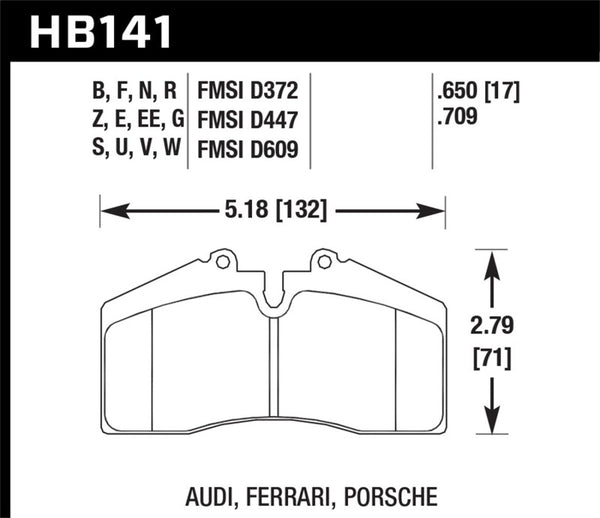 Hawk HB141D.650 Porsche 911/928/944/968 Front Brake Pads