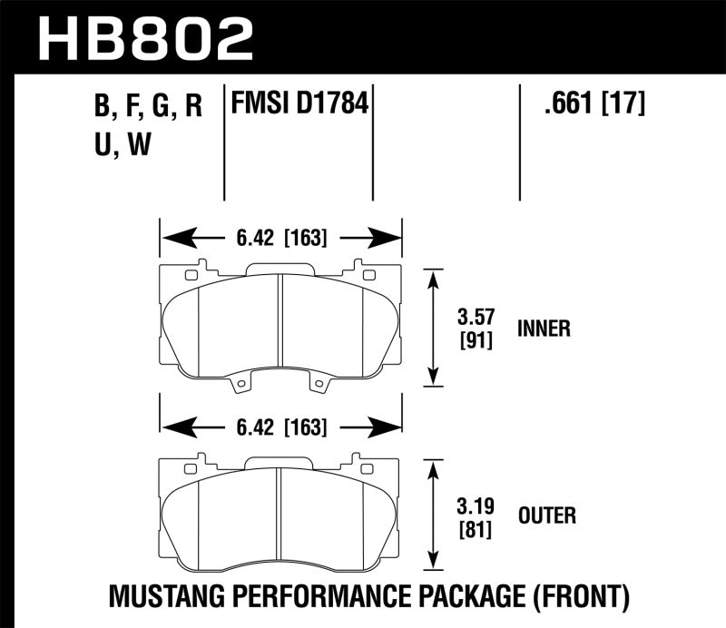 Plaquettes de frein avant Hawk 15-17 Ford Mustang GT DTC-60 Race