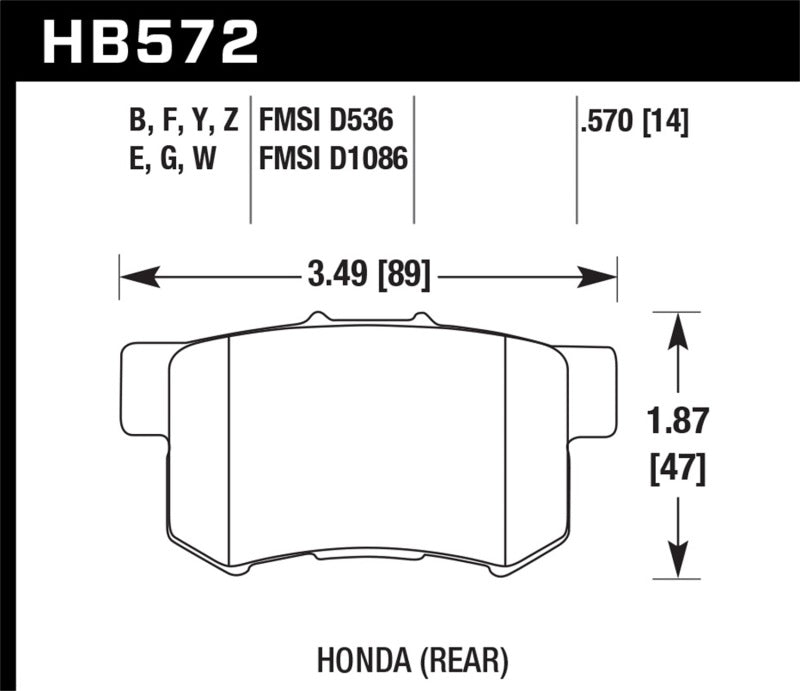 Hawk 07-08 Acura TL Type S / 99-08 Acura TL 3.2L HPS Street Plaquettes de frein arrière