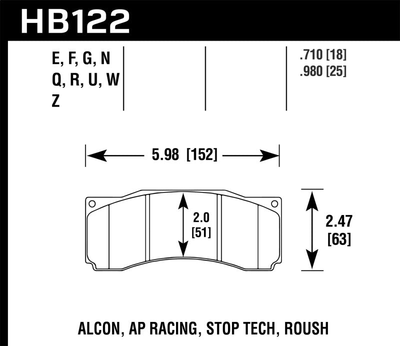 Hawk HB122N.710 Stoptech ST-60 Caliper HP+ Street Brake Pads