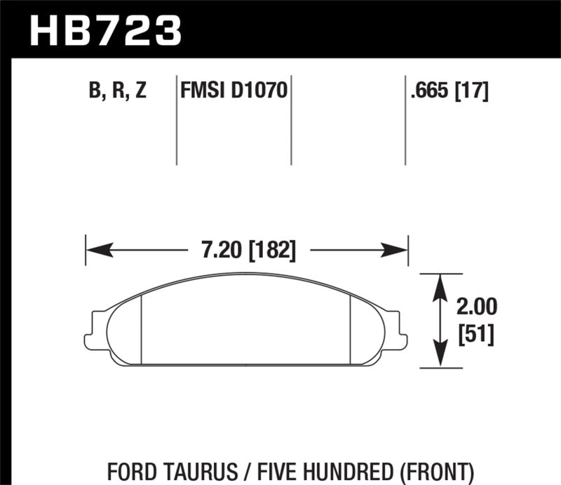 Hawk HB723B.665 08-09 Ford Taurus / 05-07 Ford Five Hundred HPS 5.0 Street Front Brake Pads