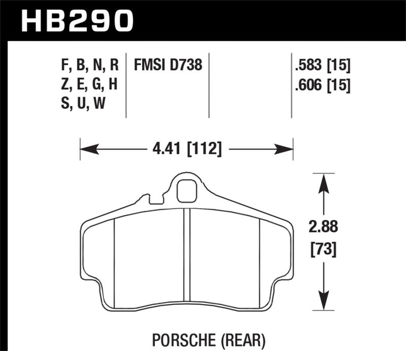 Hawk HB290F.583 Porsche HPS Street Rear Brake Pads