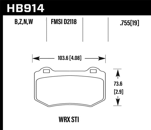 Hawk Plaquettes de frein arrière Subaru WRX STI HP Plus 2018