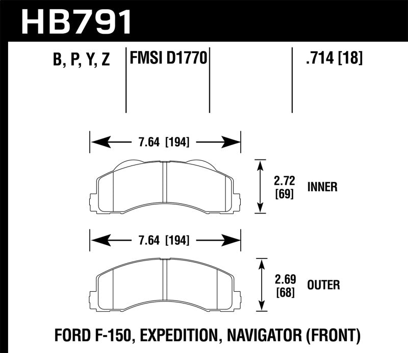 Plaquettes de frein avant Hawk 14-16 Ford F-150 HPS 5.0