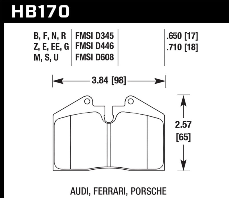 Hawk 79-99 Porsche 911 / 86-95 Porsche 928 / 86-94 Porsche 944 Turbo DTC-60 Plaquettes de frein arrière course