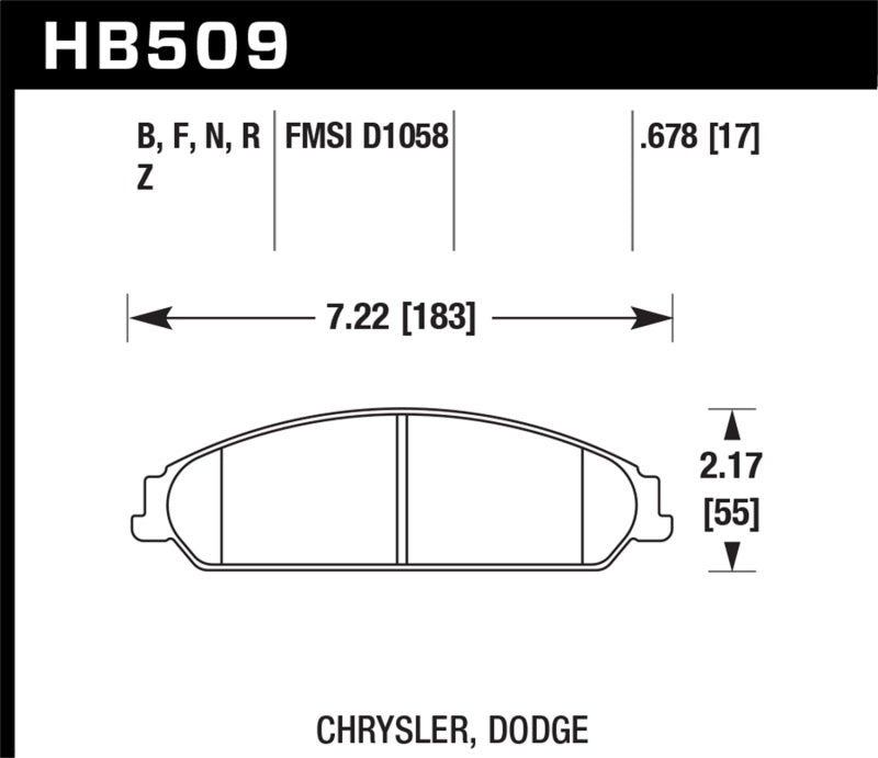 Hawk 2013-2014 Chrysler 200 (avec freins XR1) HPS 5.0 plaquettes de frein avant