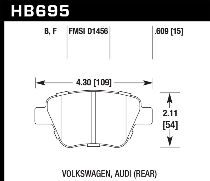 Hawk 2011-2013 Audi A3 sauf TDI HPS 5.0 plaquettes de frein arrière