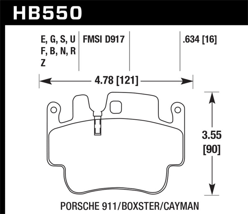 Hawk HB550F.634 Porsche HPS Street Front Brake Pads