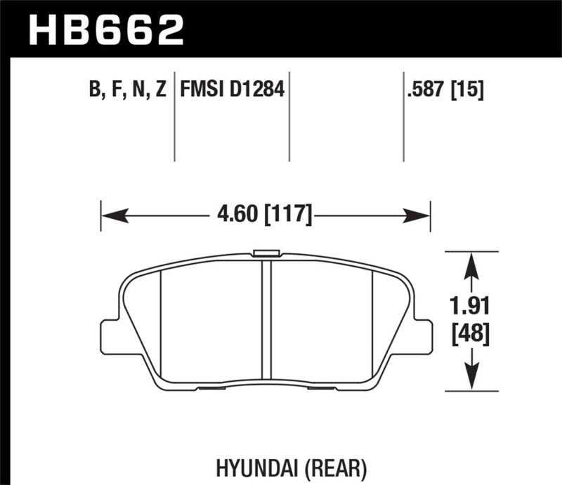 Plaquettes de frein arrière Hawk 10 Hyundai Genesis Coupé (sans freins Brembo) HPS Street 15 mm