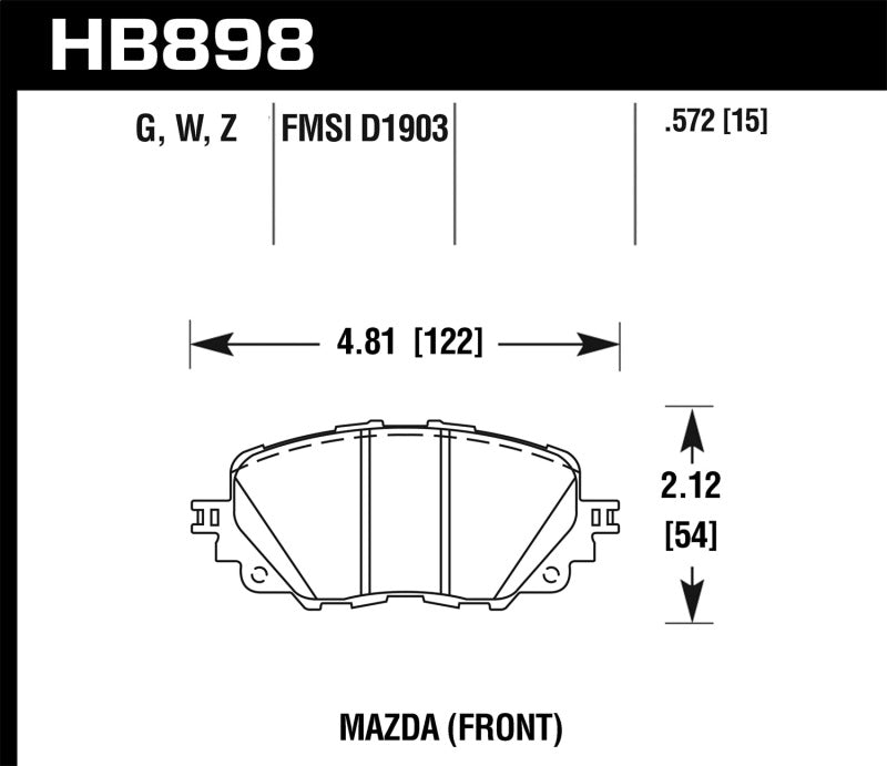 Hawk 17-19 Fiat 124 Spider DTC-60 Plaquettes de frein avant