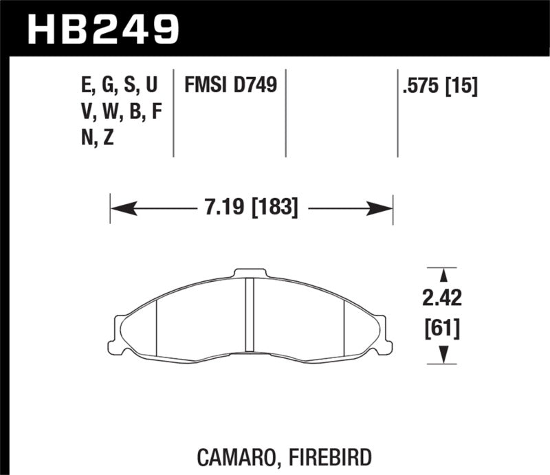 Hawk 1998-2002 Chevrolet Camaro SS 5.7 HPS 5.0 Plaquettes de frein avant