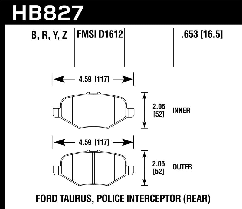 Hawk 13-16 Ford Taurus SHO HPS 5.0 Plaquettes de frein arrière